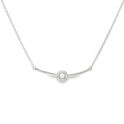 925 Sterling Silver Halo Pendant Chain Necklace with Adjustable Length